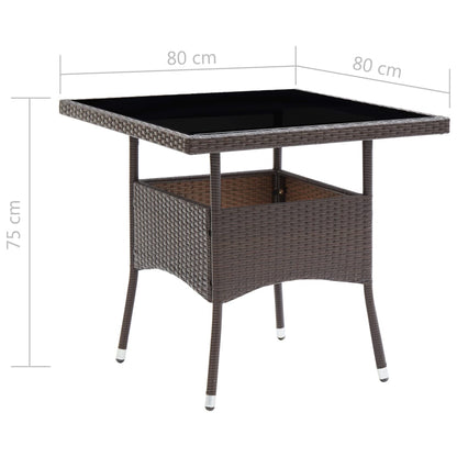 Garden Dining Set | Poly rattan: Brown, Cushion: Cream white