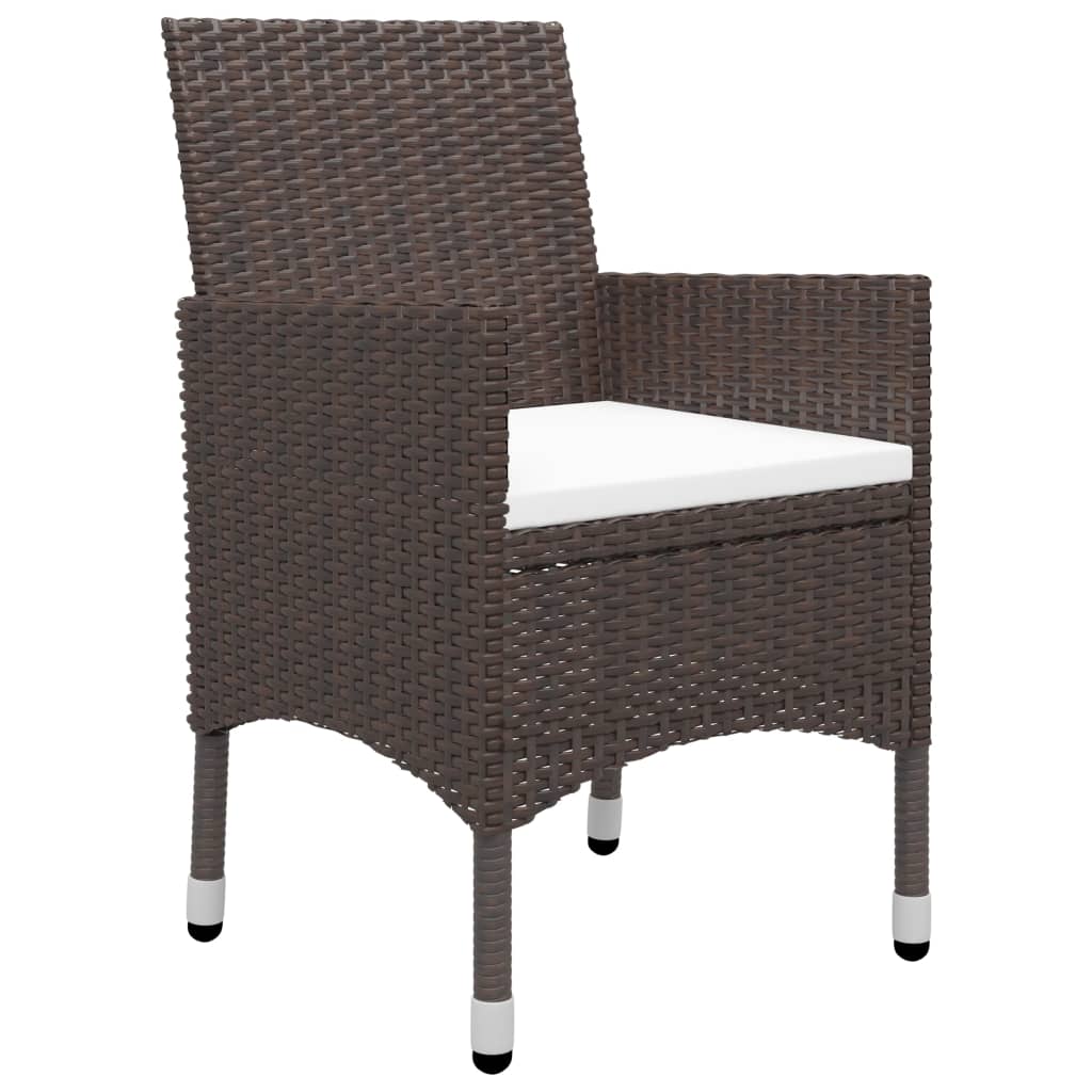 Garden Dining Set | Poly rattan: Brown, Cushion: Cream white