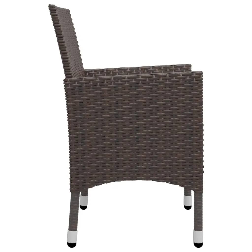 Garden Dining Set | Poly rattan: Brown, Cushion: Cream white