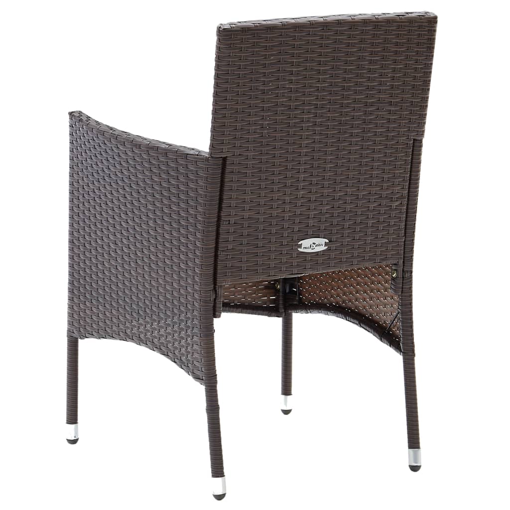 Garden Dining Set | Poly rattan: Brown, Cushion: Cream white