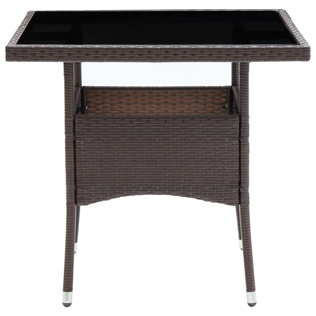 Garden Dining Set | Poly rattan: Brown, Cushion: Cream white