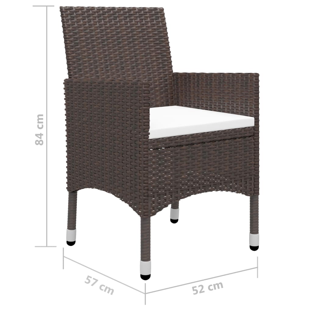 Garden Dining Set | Poly rattan: Brown, Cushion: Cream white