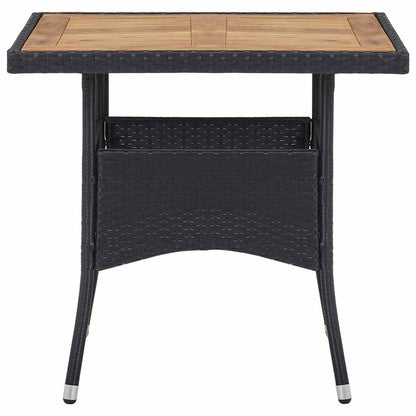 5 Piece Garden Dining Set Poly Rattan and Solid Wood Black
