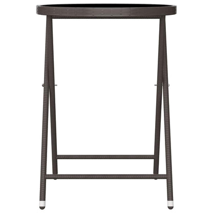 3 Piece Garden Bistro Set Poly Rattan and Tempered Glass Brown