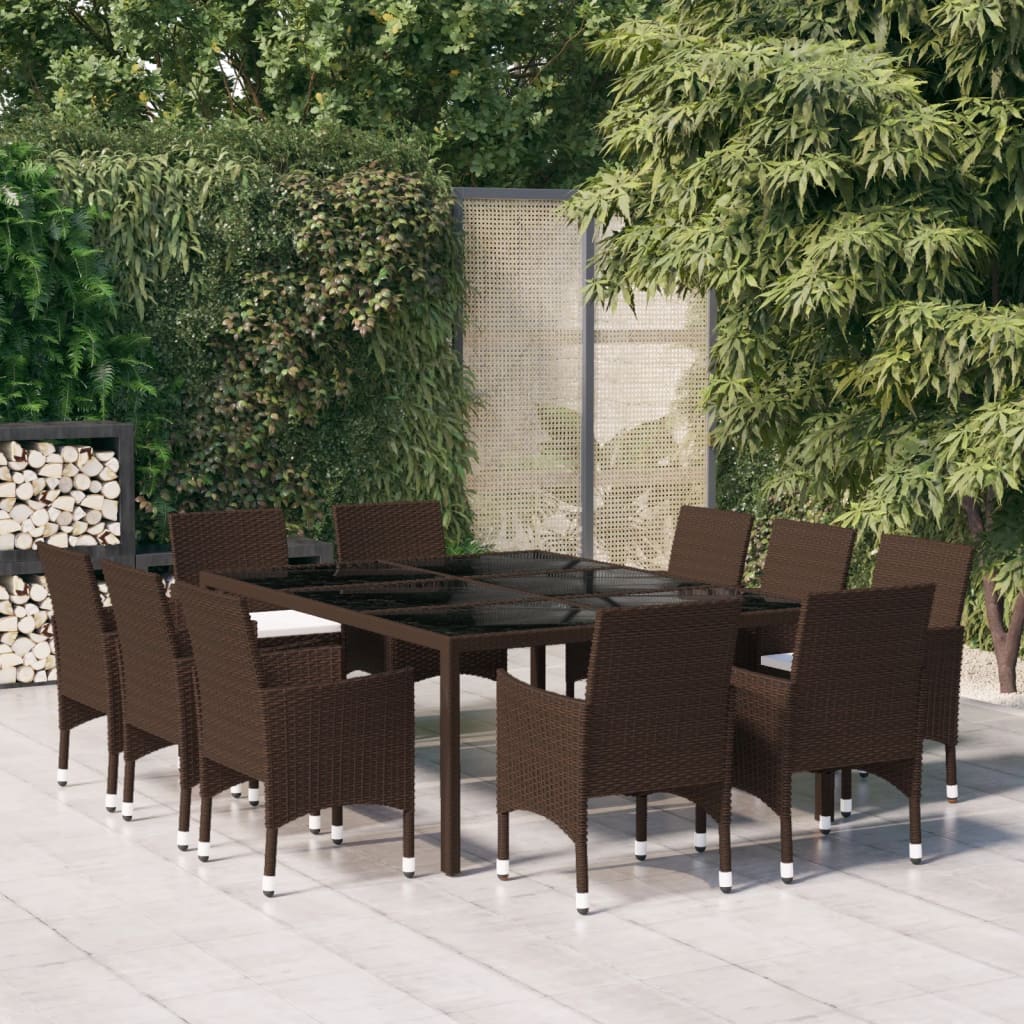 Garden Dining Set | Brown and cream white