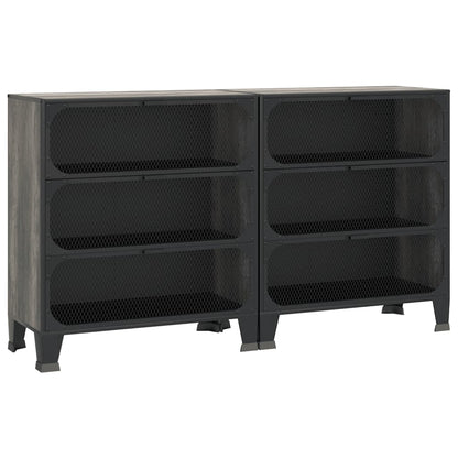 Storage Cabinet | Set of 2 | Grey | Metal, MDF | 72 x 36 x 82 cm