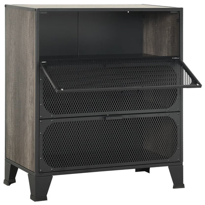 Storage Cabinet | Set of 2 | Grey | Metal, MDF | 72 x 36 x 82 cm