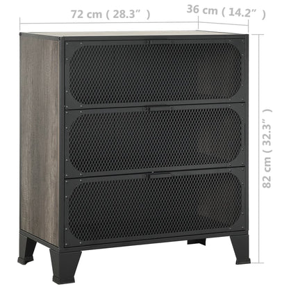 Storage Cabinet | Set of 2 | Grey | Metal, MDF | 72 x 36 x 82 cm