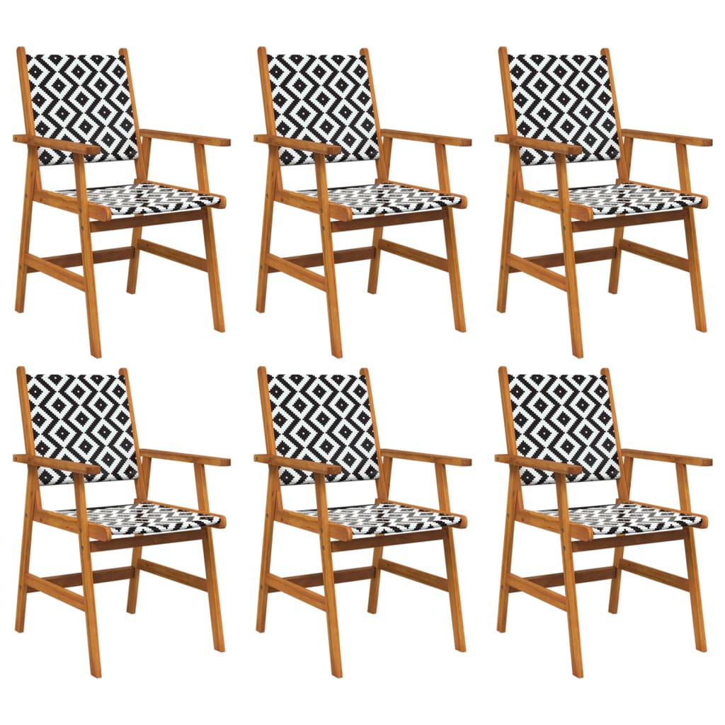 Garden Chair | Set of 6 | Acacia wood and black