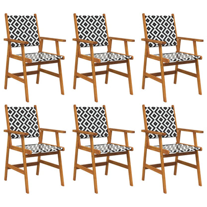 Garden Chair | Set of 6 | Acacia wood and black