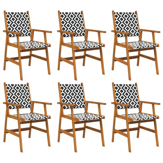 Garden Chair | Set of 6 | Acacia wood and black