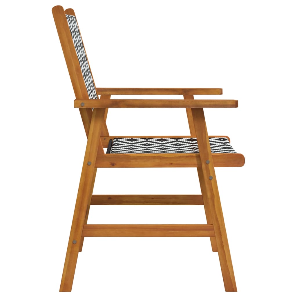 Garden Chair | Set of 6 | Acacia wood and black