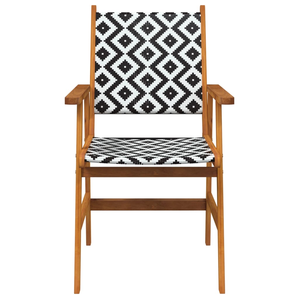 Garden Chair | Set of 8 | Natural Acacia with Black and White Pattern