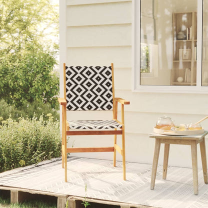 Garden Chair | Set of 8 | Natural Acacia with Black and White Pattern