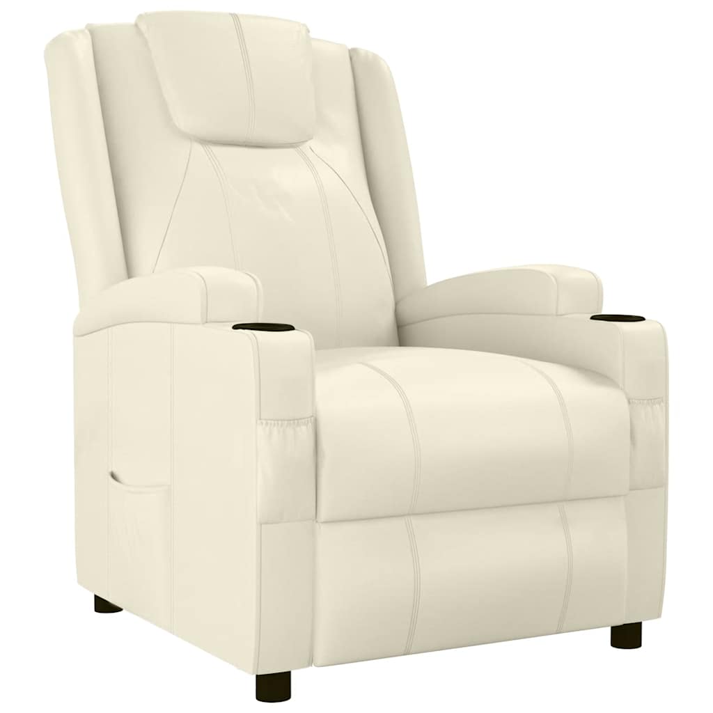Recliner Chair Cream White Faux Leather