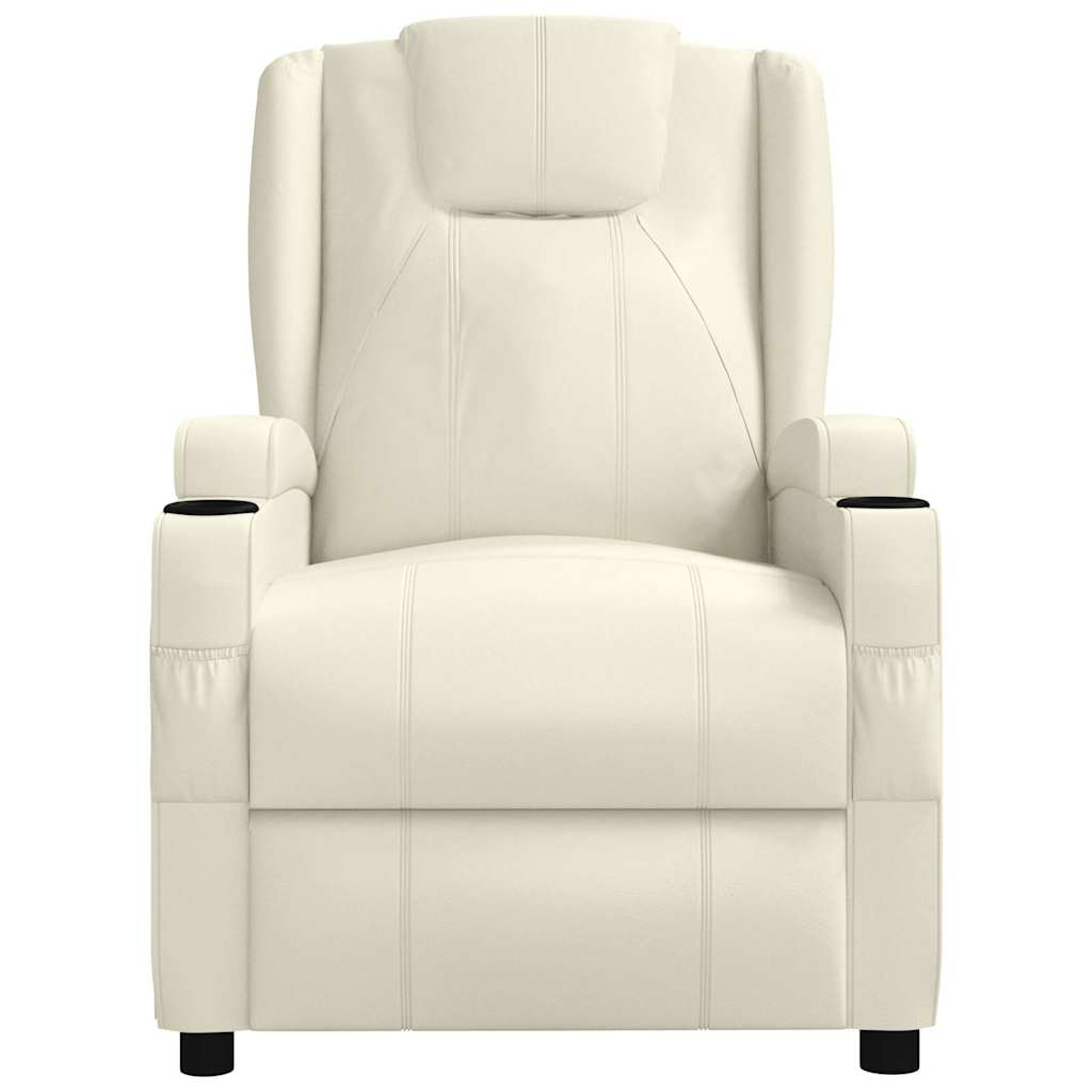 Recliner Chair Cream White Faux Leather