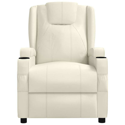 Recliner Chair Cream White Faux Leather