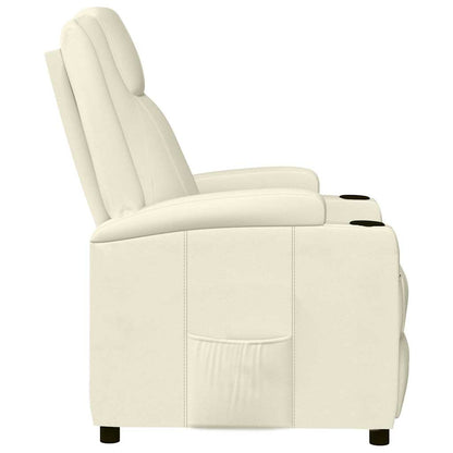 Recliner Chair Cream White Faux Leather