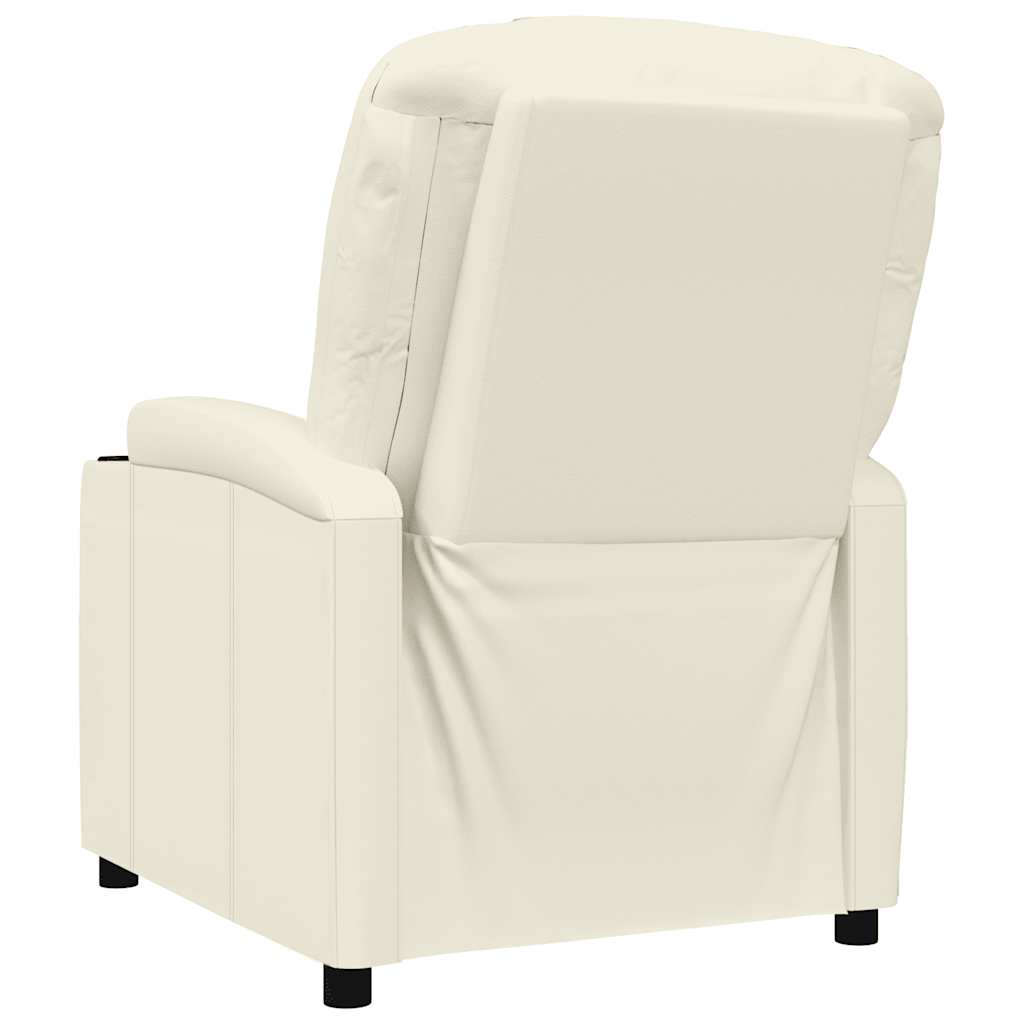 Recliner Chair Cream White Faux Leather