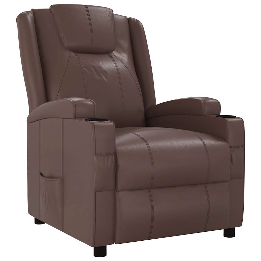 Recliner Chair Brown Faux Leather