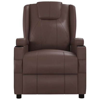 Recliner Chair Brown Faux Leather