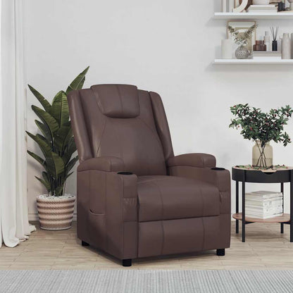 Recliner Chair Brown Faux Leather
