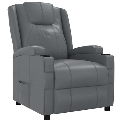 Recliner Chair Grey Faux Leather