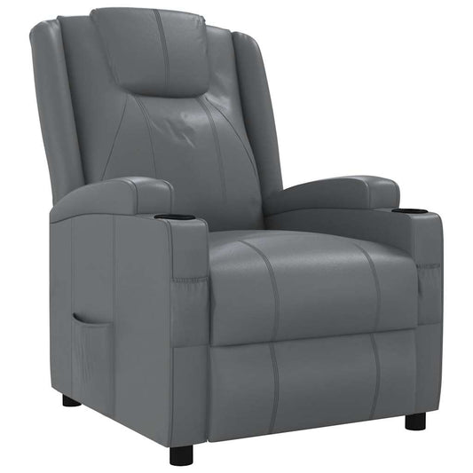 Recliner Chair Grey Faux Leather