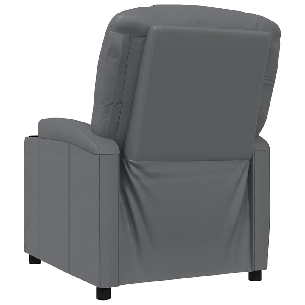 Recliner Chair Grey Faux Leather