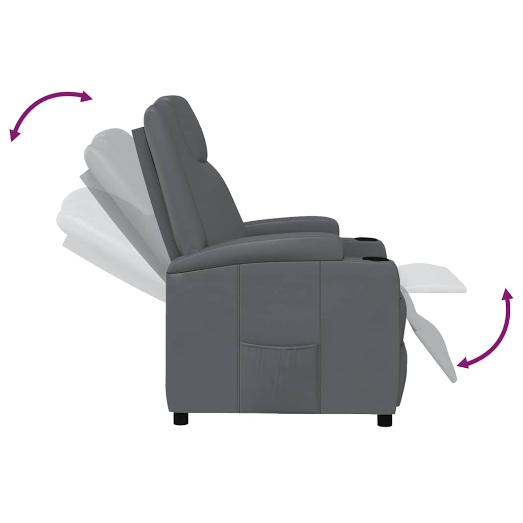 Recliner Chair Grey Faux Leather