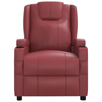 Recliner Chair Wine Red Faux Leather