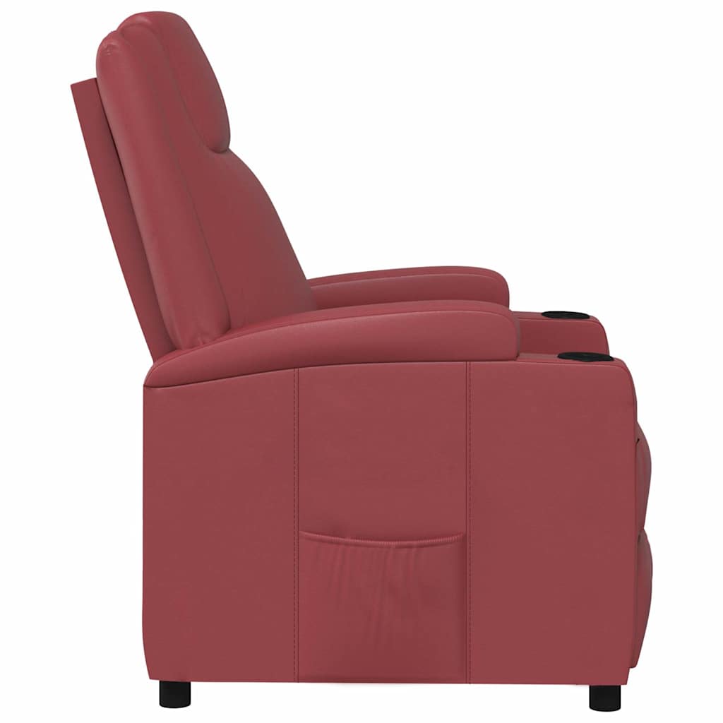 Recliner Chair Wine Red Faux Leather