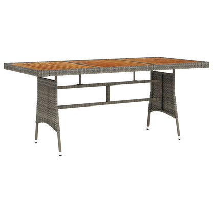 318697 vidaXL Garden Table Grey 160x70x72 cm Poly Rattan & Solid Acacia Wood