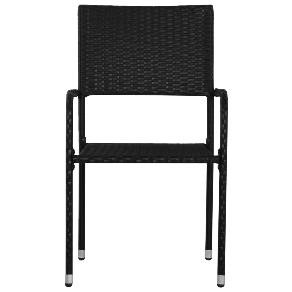 Garden Dining Chair | Set of 2 | Black | PE rattan, steel