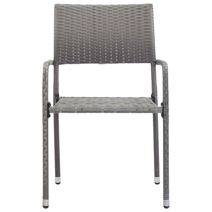 Garden Dining Chair | Set of 2 | Grey | Poly Rattan, Steel | Standard