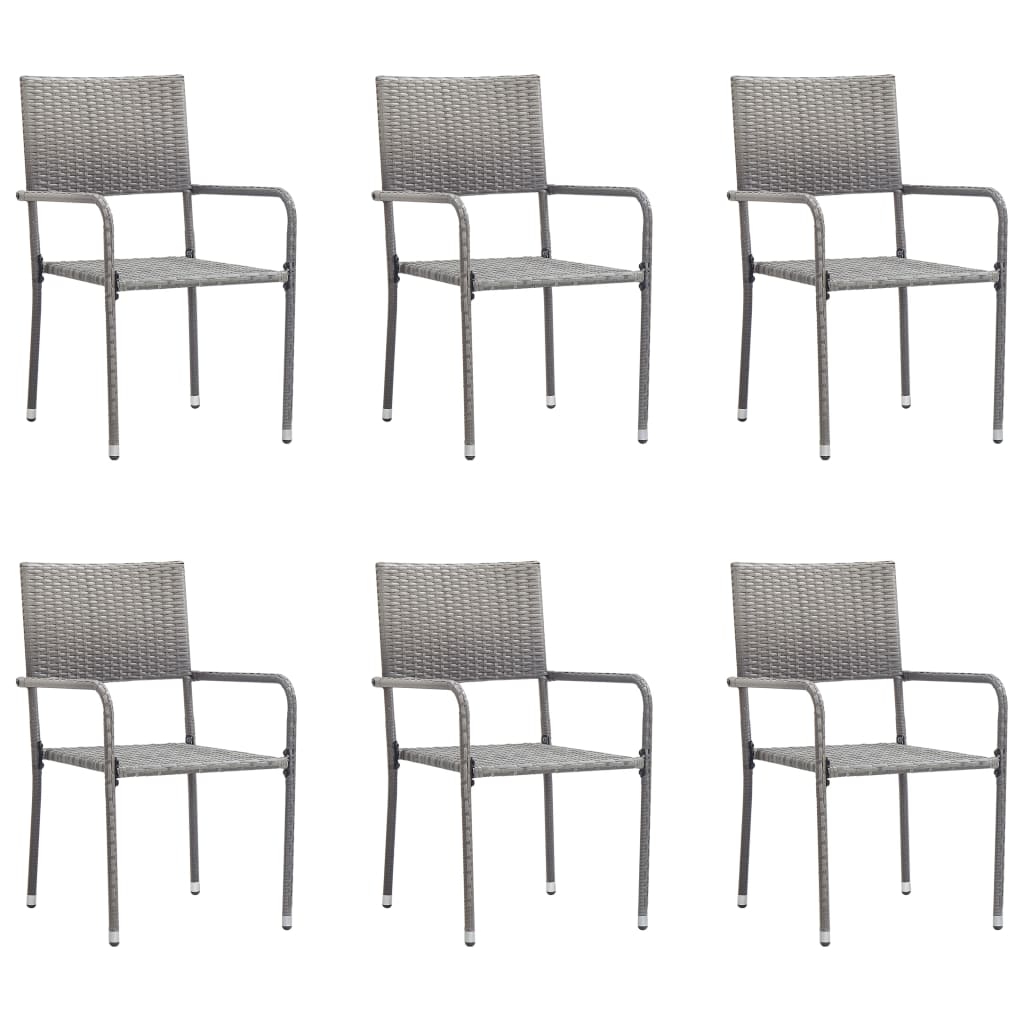 Garden Dining Chair | Set of 6 | Grey | PE rattan, steel | Standard