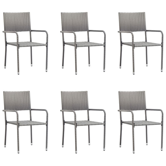 Garden Dining Chair | Set of 6 | Grey | PE rattan, steel | Standard