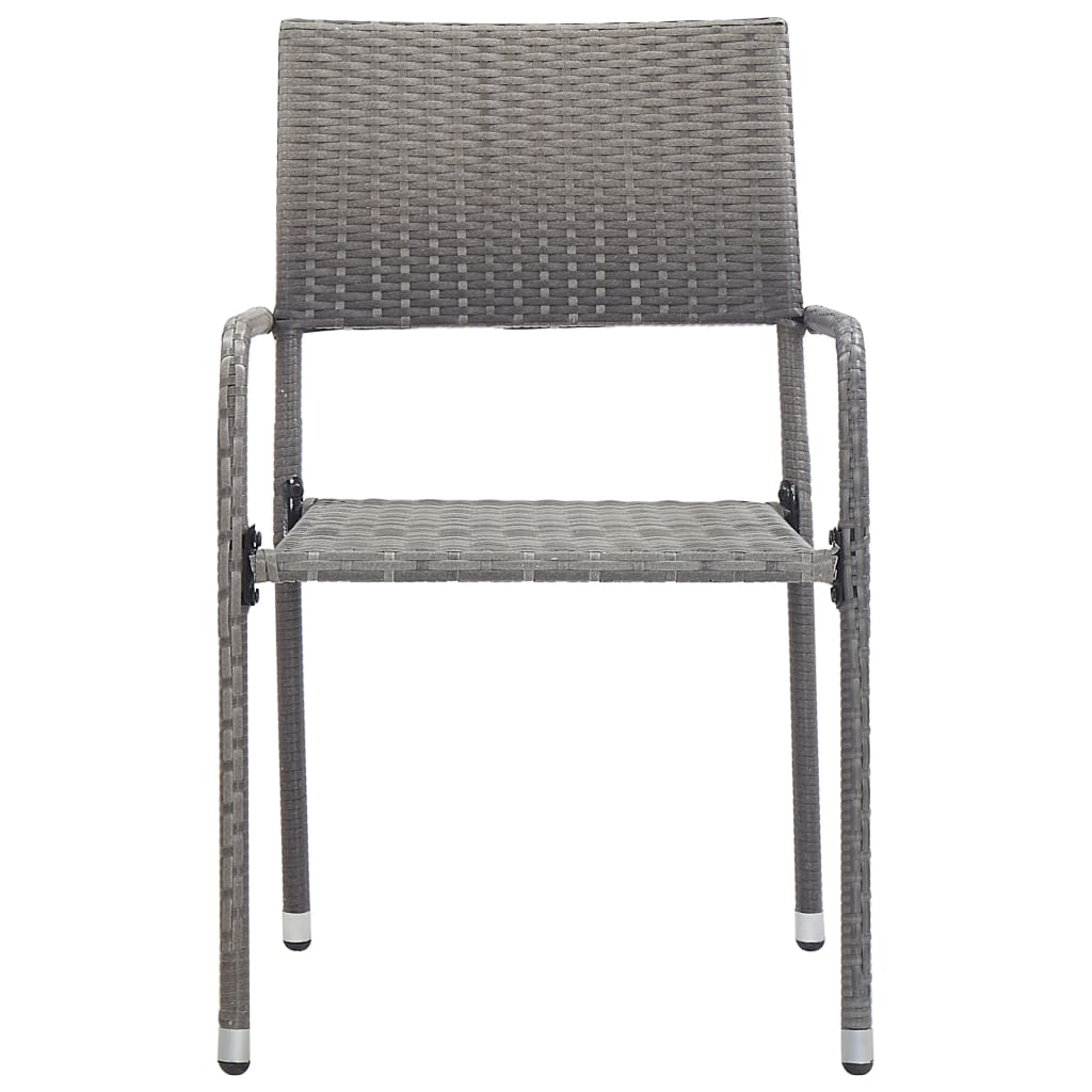 Garden Dining Chair | Set of 6 | Grey | PE rattan, steel | Standard