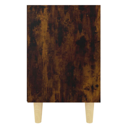 Bed Cabinet with Solid Wood Legs Smoked Oak 40x30x50 cm