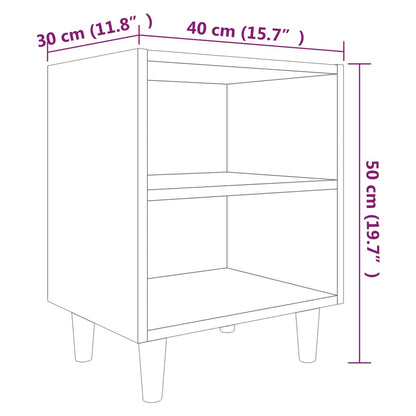 Bed Cabinet with Solid Wood Legs Smoked Oak 40x30x50 cm