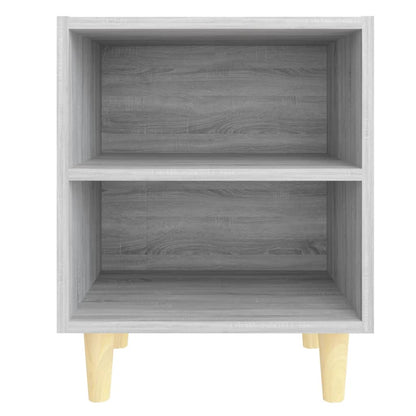 813100 vidaXL Bed Cabinet with Solid Wood Legs Grey Sonoma 40x30x50 cm