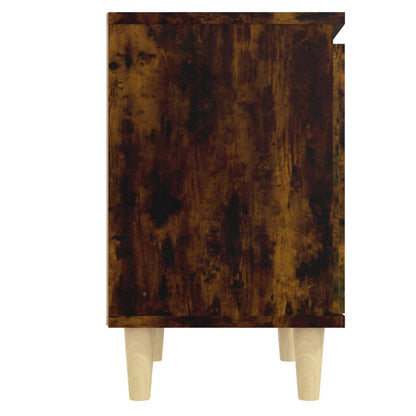 Bed Cabinet with Solid Wood Legs Smoked Oak 40x30x50 cm