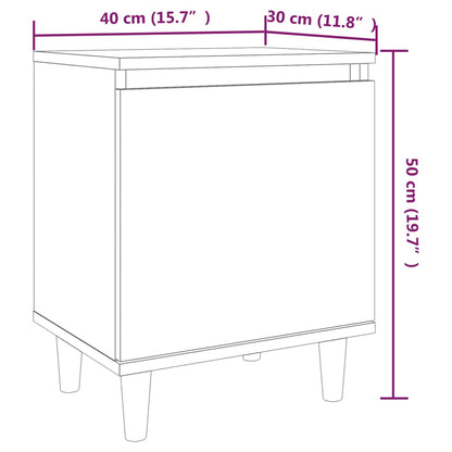 813110 vidaXL Bed Cabinet with Solid Wood Legs Smoked Oak 40x30x50 cm