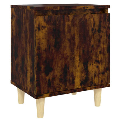 Bed Cabinets with Solid Wood Legs 2 pcs Smoked Oak 40x30x50 cm