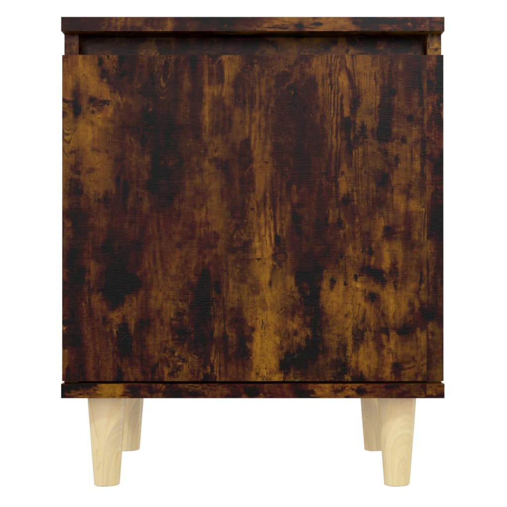 Bed Cabinets with Solid Wood Legs 2 pcs Smoked Oak 40x30x50 cm