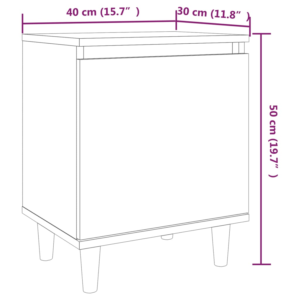 Bed Cabinets with Solid Wood Legs 2 pcs Smoked Oak 40x30x50 cm