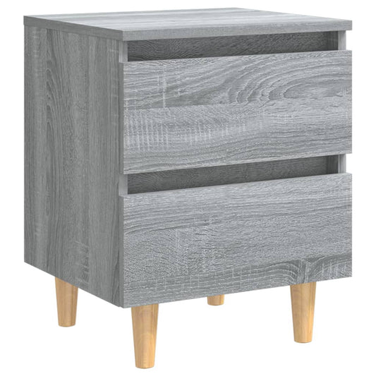 Bed Cabinet with Solid Wood Legs Grey Sonoma 40x35x50 cm
