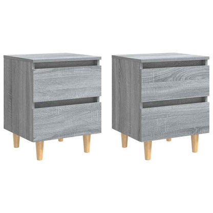 813125 vidaXL Bed Cabinets with Solid Wood Legs 2 pcs Grey Sonoma 40x35x50 cm