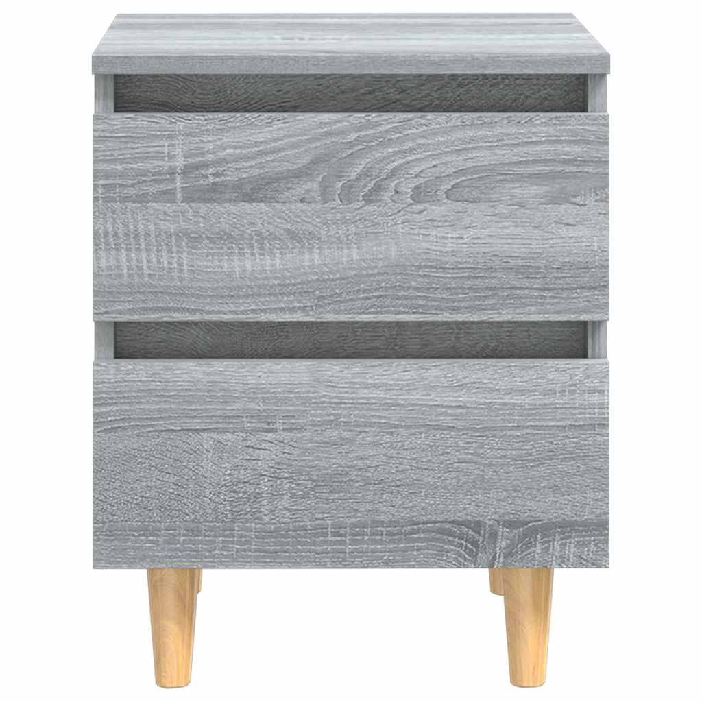813125 vidaXL Bed Cabinets with Solid Wood Legs 2 pcs Grey Sonoma 40x35x50 cm