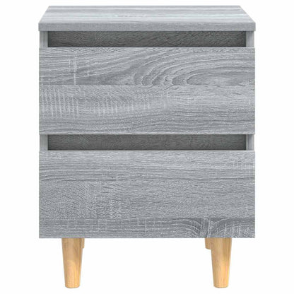 813125 vidaXL Bed Cabinets with Solid Wood Legs 2 pcs Grey Sonoma 40x35x50 cm